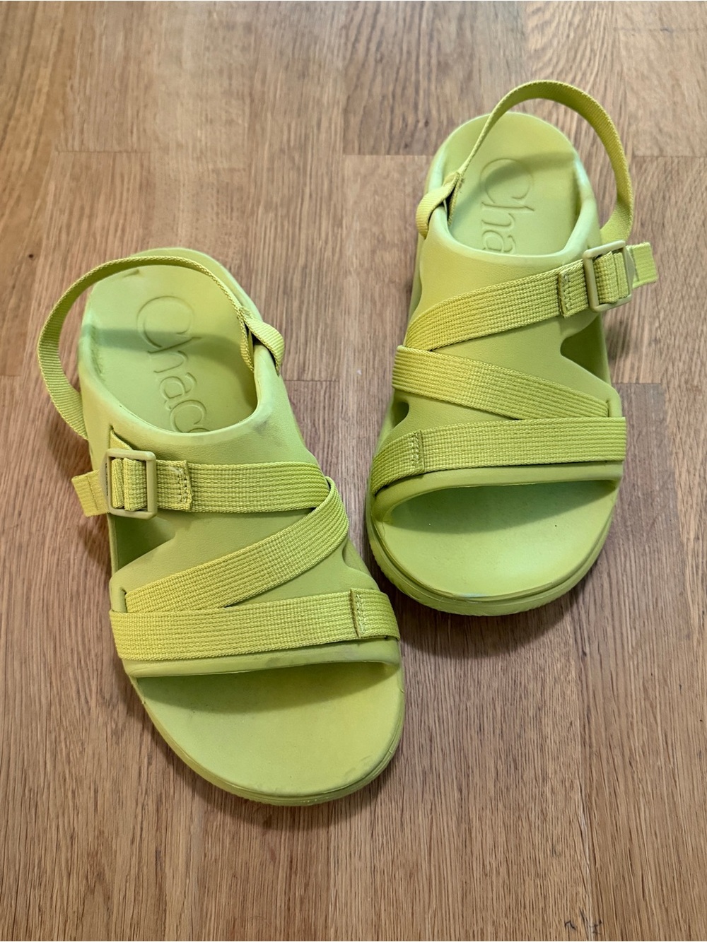 Chaco 10 Chillos Sport Sandals in Soft Neon Yellow Green